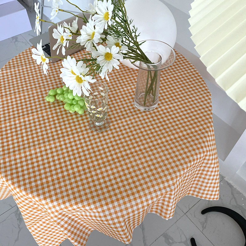Tablecloth (INS Hanfeng) cotton-linen check pattern, multi-size 70×70–150×200 cm