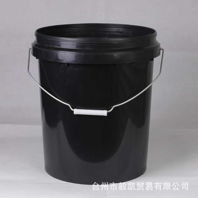 厂家直供20升塑料桶PP包装桶黑色化工桶塑料垃圾桶圆形油墨桶批发