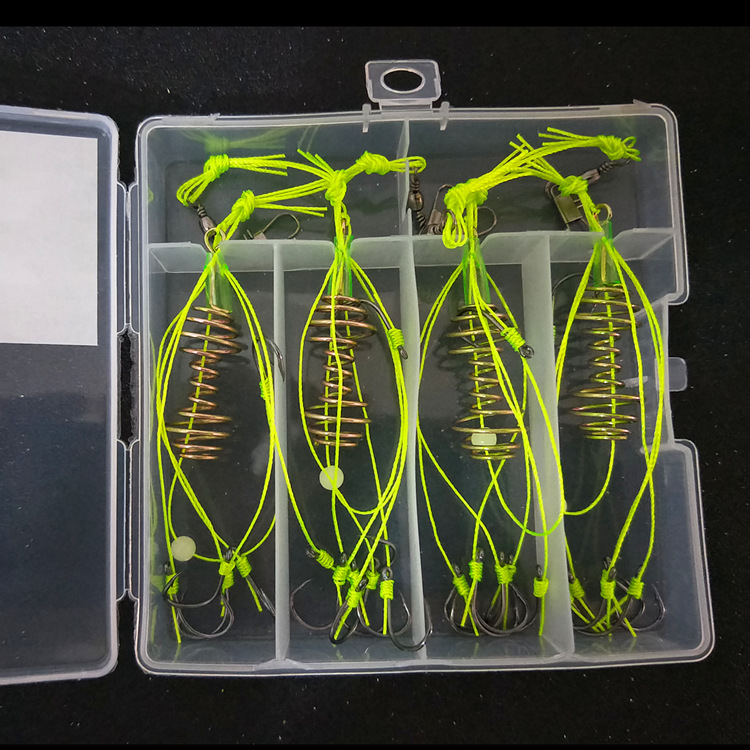 Gancho de explosión de carpa plateada en caja al por mayor tubo de gancho de explosión de manguera anti-bobinado Fu isini equipo de pesca de anzuelo fluorescente