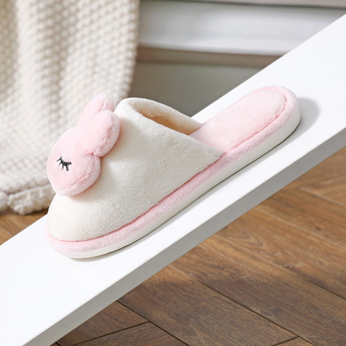  Winter New Cartoon Rabbit Cotton Slippers Women's Home Thick Soled Indoor Warm Couple Furry Slippers Wholesale