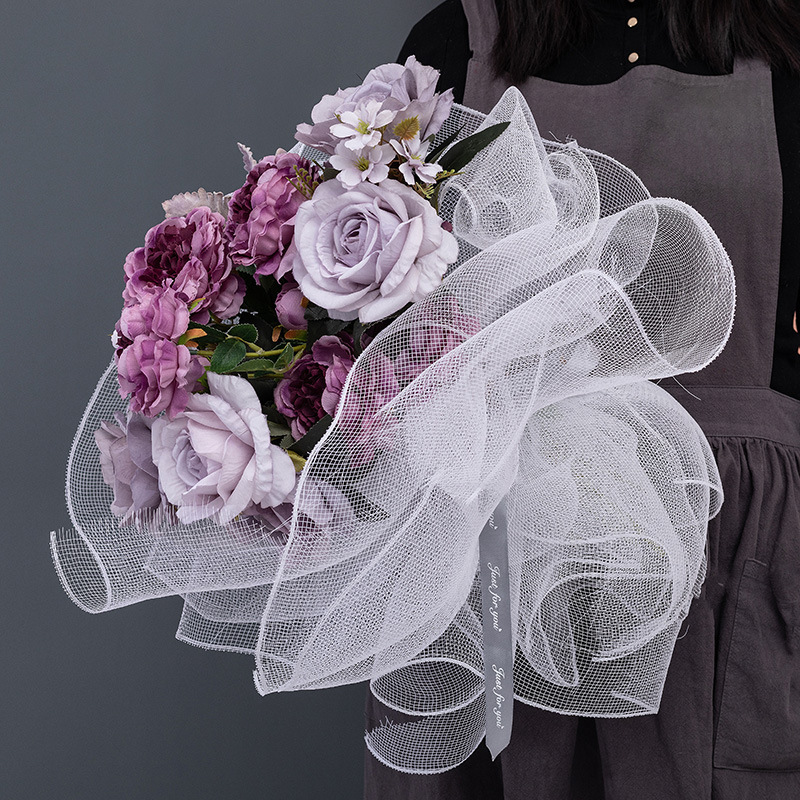 Hilo de polipropileno para envolver flores, hilo de luz de luna para ramos, cortina de hilo para flores, malla rígida para ramos grandes, materiales para floristería, cortina de hilo estilo coreano