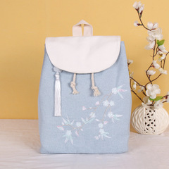 Embroidered Canvas Retro Chinese Ethnic Style Casual Dual-Shoulder Bag Literary Hanfu Ancient Style Dual-Shoulder Backpack