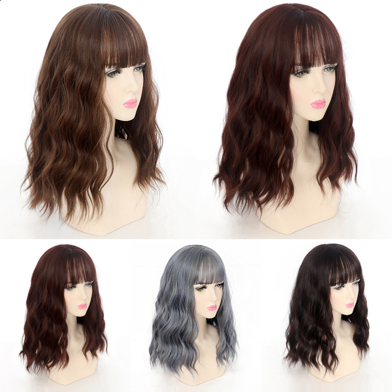 Wig Women's Medium and Long Hair New Style Hair Cover Elegant Wool Roll Internet Celebrity Cute Noodle Roll Corn Hot Natural Full Head Cover