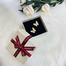 红色十字蝴蝶结首饰盒 戒指盒项链盒手镯盒首饰收纳盒 礼品包装盒