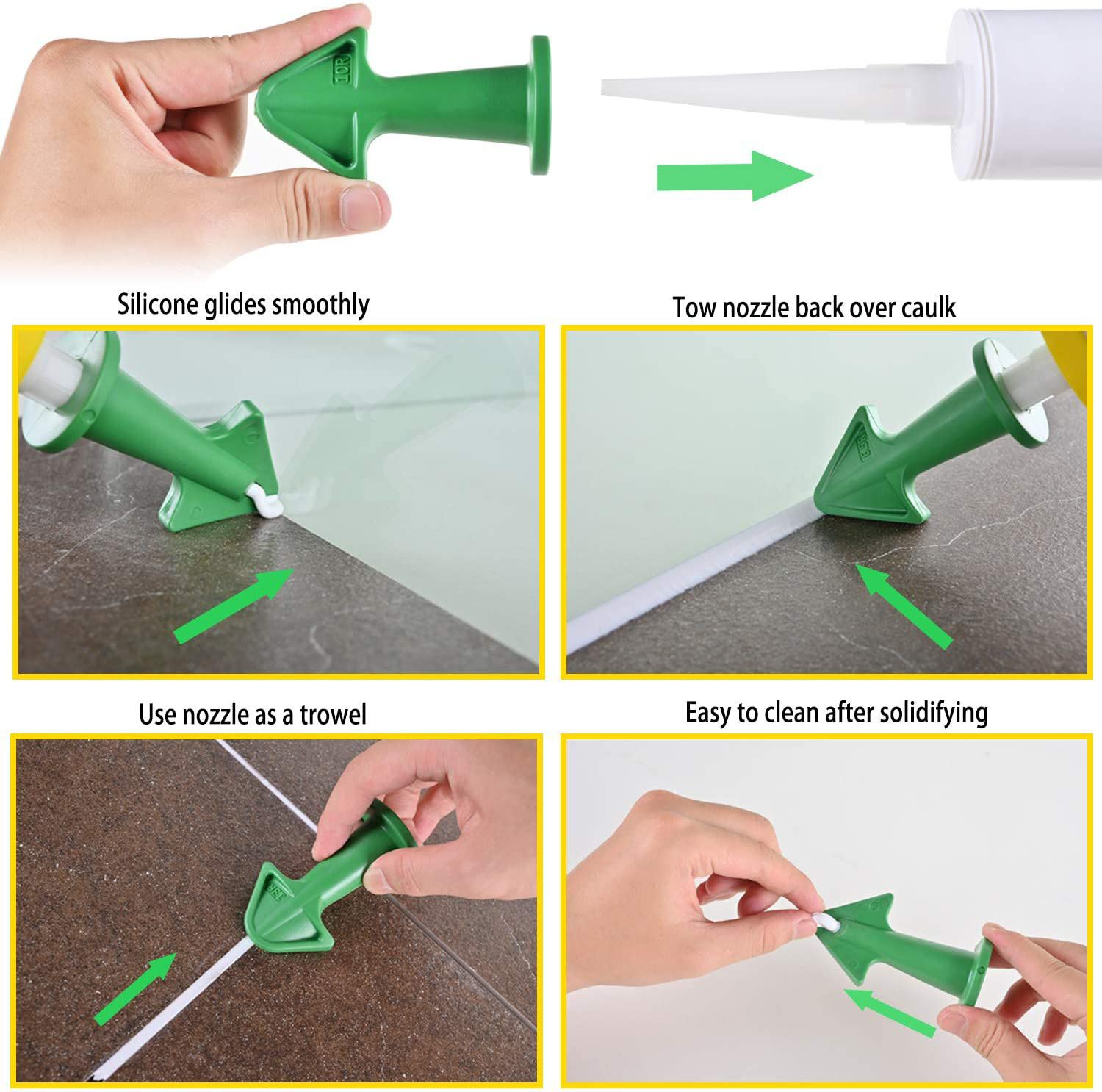 Blister boquilla de silicona de 15 piezas aplicar 3-en-1 metal raspador sello calafateo belleza herramienta conjunta