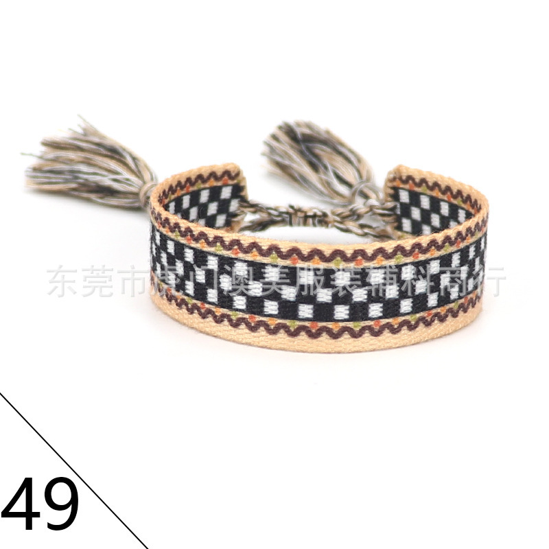 D家織りブレスレット 刺繍リストバンド タッセルブレスレット 広告販促ギフト ロゴ入り織りリストバンド|undefined