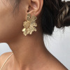 Retro metal earrings, suitable for import, European style, flowered