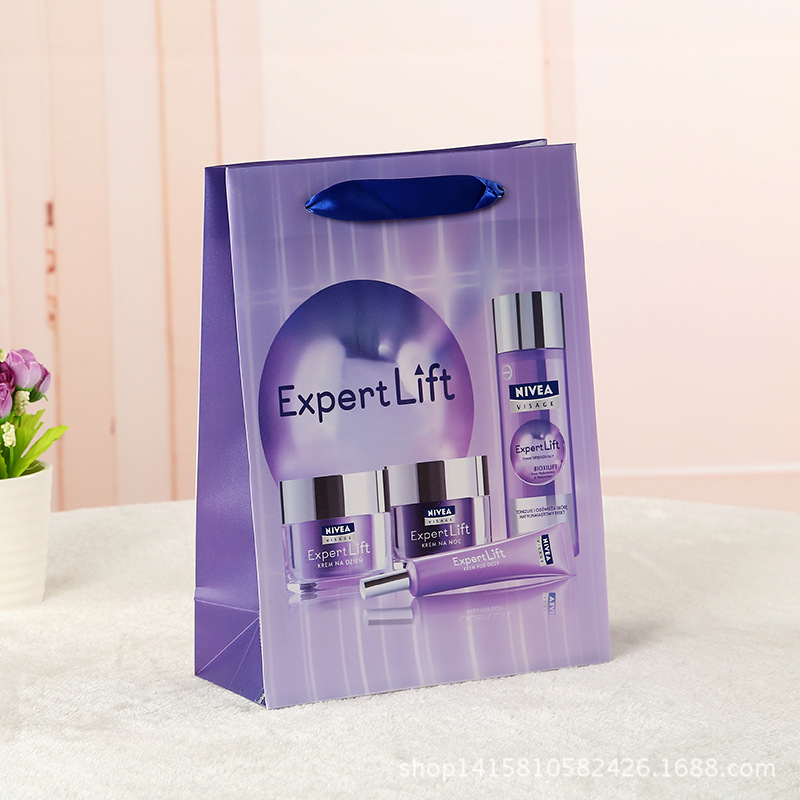 时尚护肤化妆品包装袋 紫色生日礼品纸袋 纪念礼品包装手提袋批发