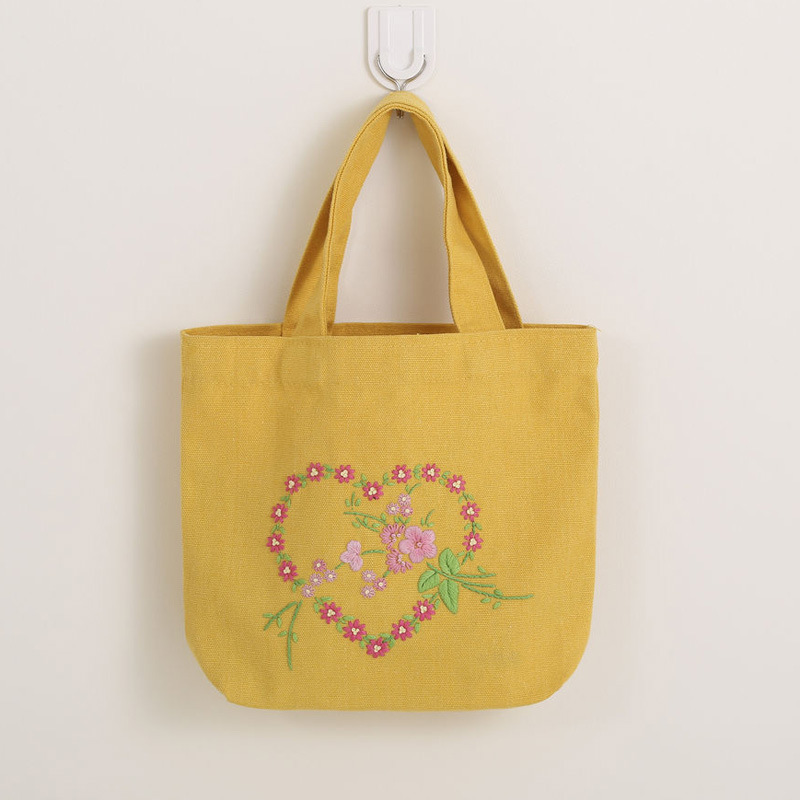 Directo de fábrica bolsa de almuerzo bolsa de lona hecha a mano de tela DIY bordado Europeo material paquete kit de costura