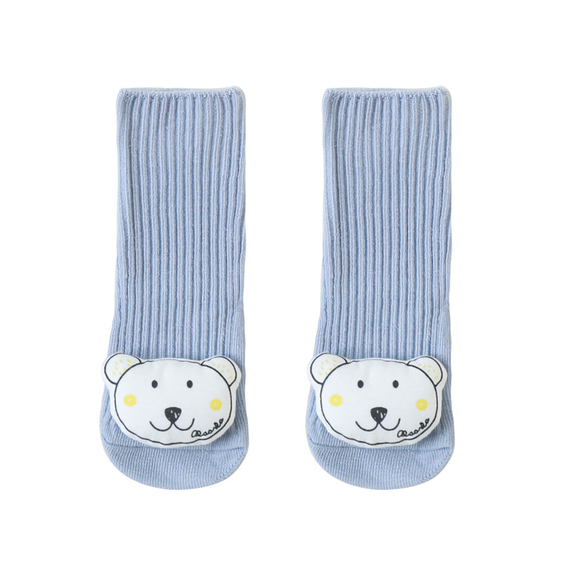 20 años nuevos calcetines para bebés primavera y otoño Muñeca de dibujos animados Calcetines antideslizantes para el piso 0-1-3 años calcetines para bebés recién nacidos niños pequeños