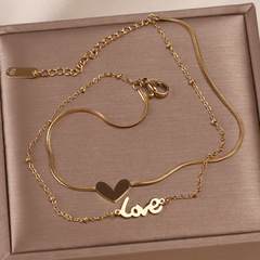 New KOREAN Style Double-Sided Stainless Steel Double-Layer Heart Ankle Chain for Women, Personalized, Versatile, High-End, Non-Fading Ankle Accessory