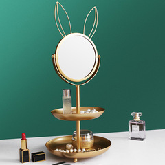 創意耳環耳飾項鍊展示架化妝品首飾收納盒化妝鏡飾品盤置物架擺件