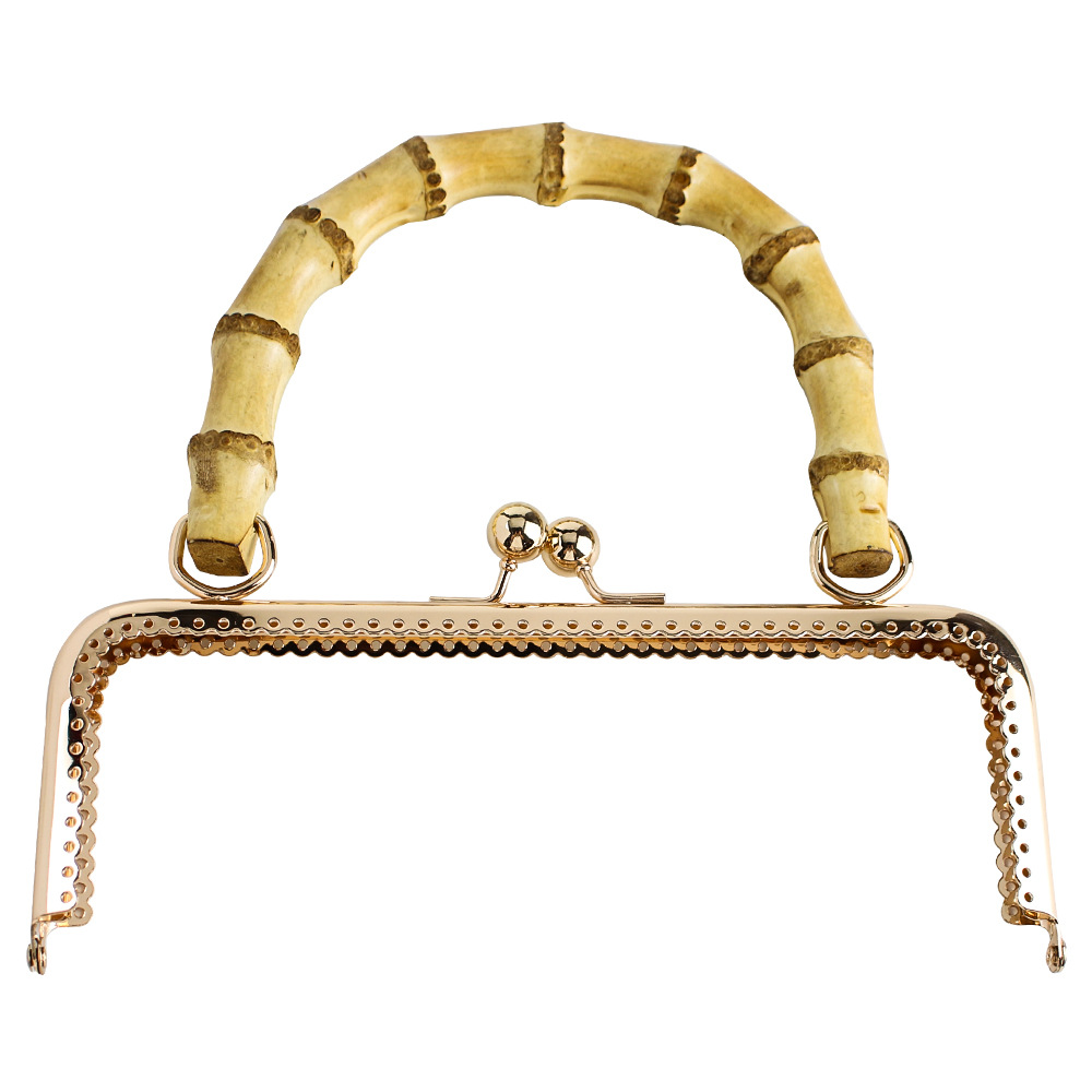 20CM cuadrado de encaje brillante, agujero de aguja de oro, mango de bambú, mango de bambú dorado, color café