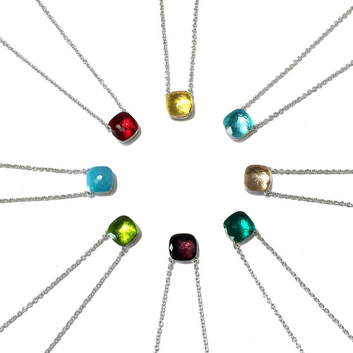 Live Streaming New Chinese Luxury Morandi Gemstone Style Candy Color Crystal Clavicle Necklace Fashion Fresh Outfit