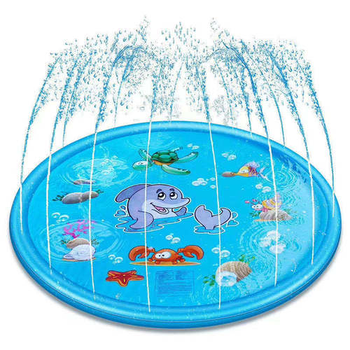 Cross-border new Amazon PVC water spray mat 170cm children's outdoor toys lawn beach dolphin fountain