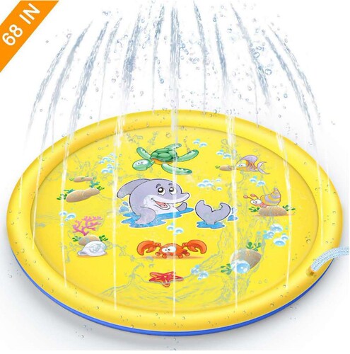 Cross-border new Amazon PVC water spray mat 170cm children's outdoor toys lawn beach dolphin fountain