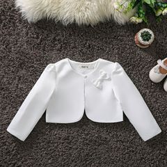 2020 New Women's Children's Dress Scarf Children's Long Sleeve Cardigan White Flower Child Dress Princess Outer Short Coat