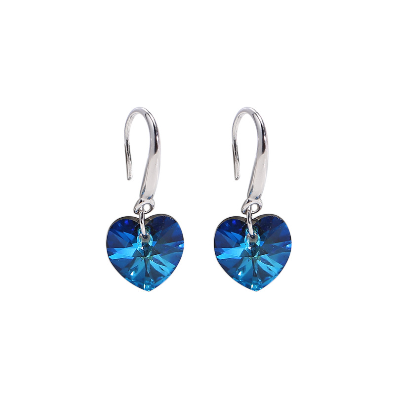 Wanying Jewelry Ocean Heart Ear Hooks S925 Sterling Silver European and American Cross-Border Earrings Personalized Simple Jewelry Custom Earrings