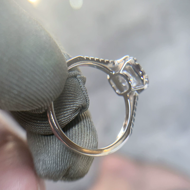 Кольцо Ziqidonglai JZ461, квадратный Moissanite 1 кт (50 pt), платиновое покрытие, размеры HK 9–20