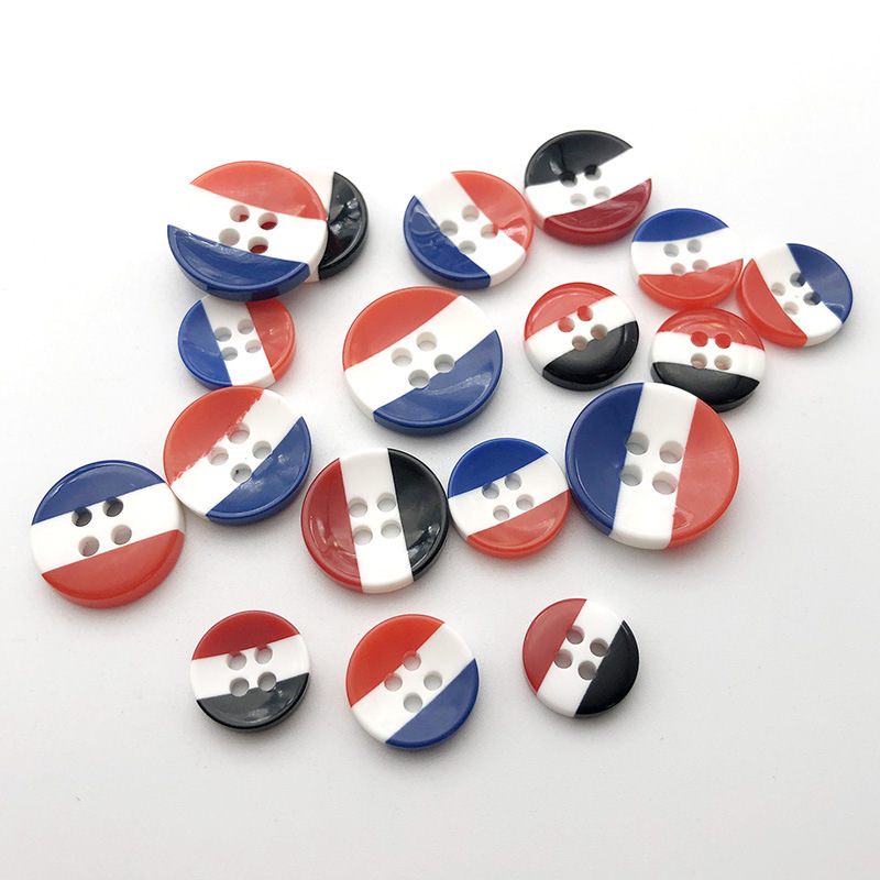 Supply of Rainbow Resin Shirt Buttons, Classic Flag Colorful Buttons, Red, White and Blue Three-Colorful Buttons, Disc Buttons