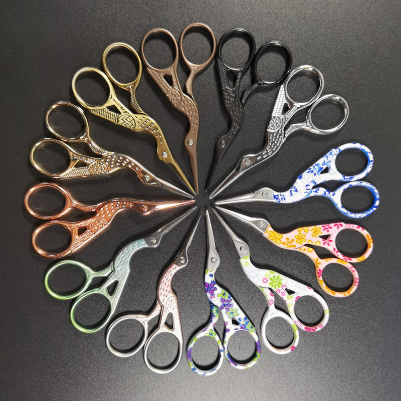 3.5 inch vintage scissors crane-shaped scissors small crane cut yarn scissors cross stitch thread scissors wholesale