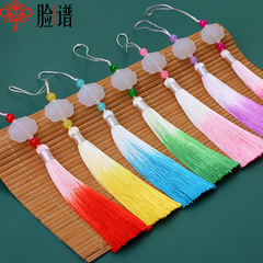 Imitation white jade lotus gradient tassel tassel jade clear fan pendant tassel ancient costume Hanfu pressed placket tassel pendant