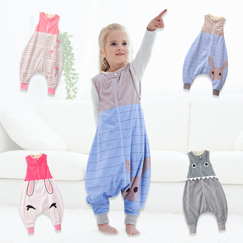 MICHLEY franela de los niños estilo europeo y americano del bebé split-pierna saco de dormir bebé anti-kick edredón transpirable cómodo homewear