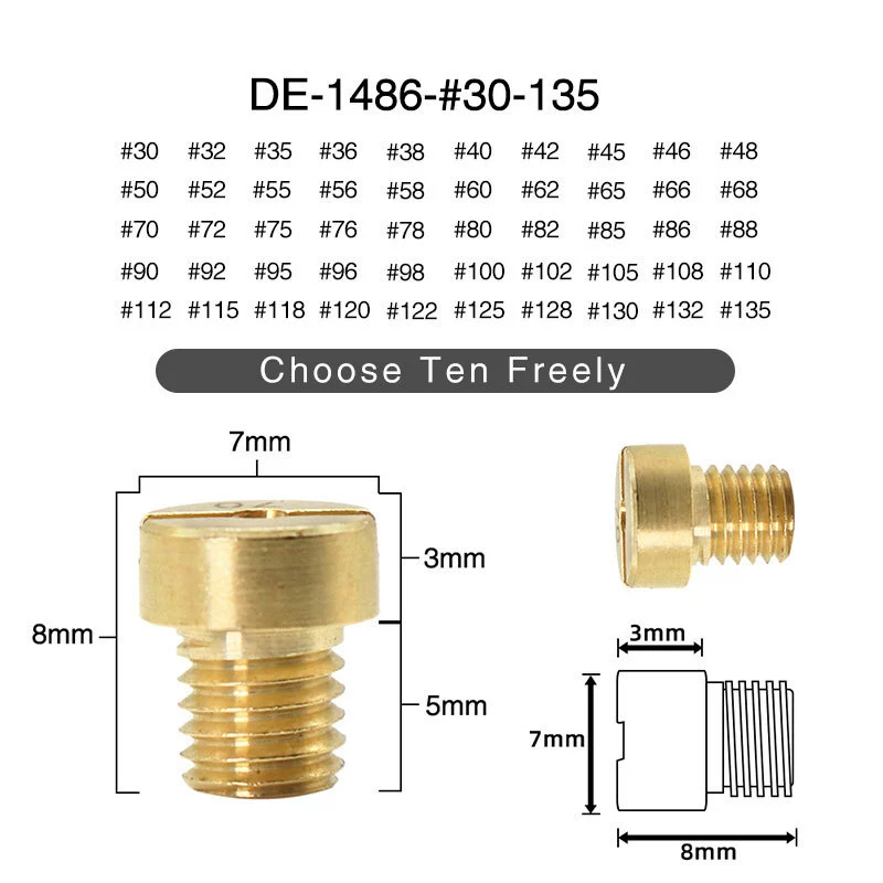 Карбюратор Dellorto Sha PHBG PHVA M5Main Jet Main Measurement Pole Injusal Idle Pilot