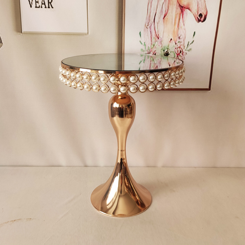 Estilo europeo de metal soporte de la torta de la boda decoración Copa placa de la torta espejo bandeja de mesa de postre de hierro decoración soporte de exhibición