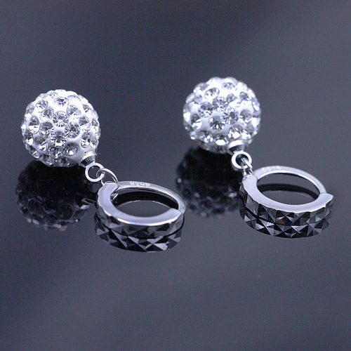 Cute Shambhala full rhinestone earrings, silver-plated earrings, princess ball earrings, fashionable temperament earrings, earrings
