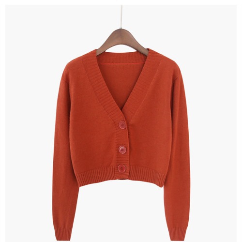 Internet celebridad aguacate verde punto cardigan abrigo moda mujer corto cintura alta chal manga larga con cuello en V suéter exterior moda image 12