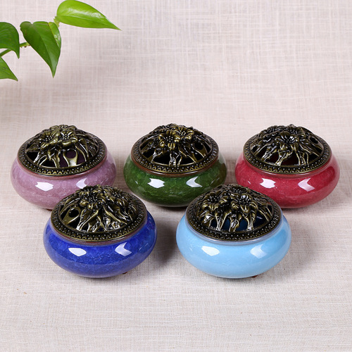 Ceramic incense burner kiln turned blue incense burner ice cracked celadon incense burner tower incense disc incense burner mosquito incense burner disc incense burner small incense burner
