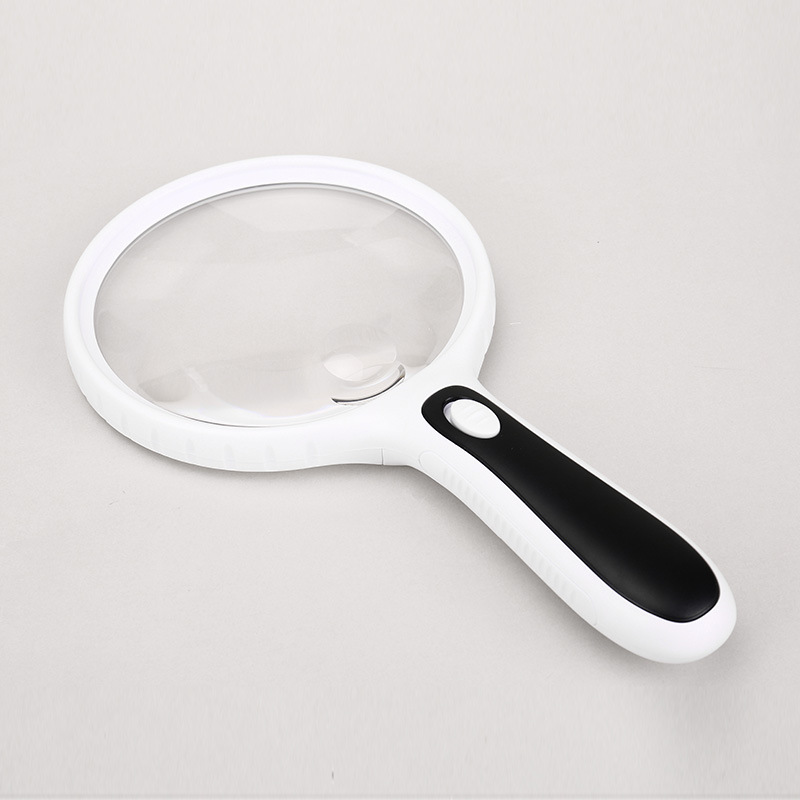 New handheld LED light 3x 130mm large mirror elderly reading repair high-definition magnifying glass HY130