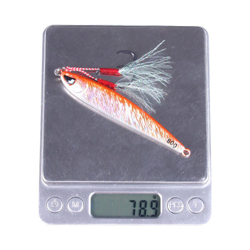 Iron Plate Lure Hengga Sea Fishing Single Hook Lead Baits 80G Long Range Laser Metal Lead Fish Artificial Lure Iron Plate Blue Blade