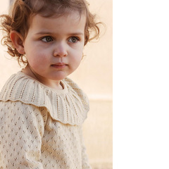 2023 New Children's Clothes Baby Long-sleeved Knitted Ruffled Collar Sweater Korean Style Spring and Autumn Thin Girls' Top 