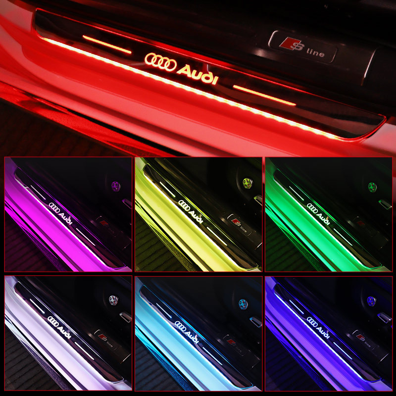 Pedal de bienvenida de la puerta del coche con luz tira de alféizar de la puerta sin cableado del faro del coche modificación interior del coche LED streamer Luz de respiración image 3