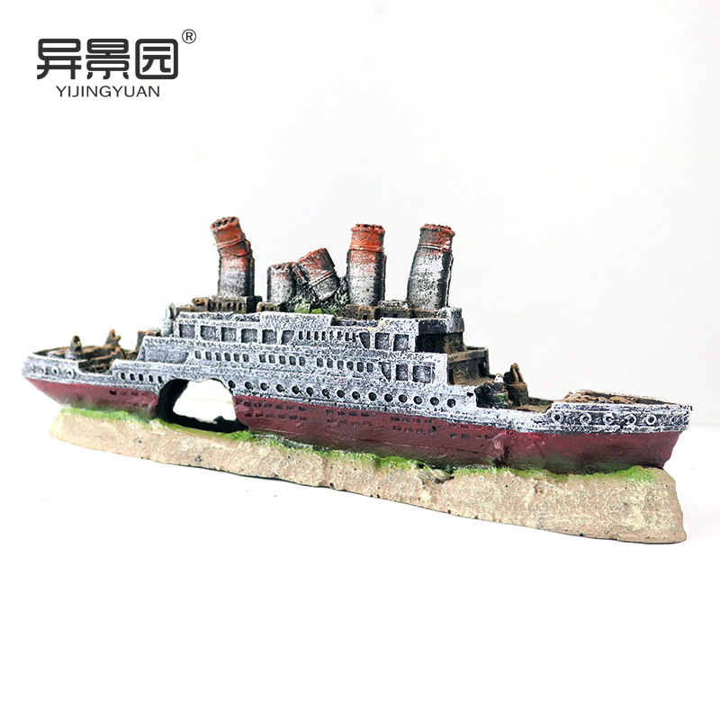 Decoración de acuario transfronteriza, portaaviones, paisajismo de peceras, nave de guerra, restos de naufragio, decoraciones de acuario, adornos de avión para tanque