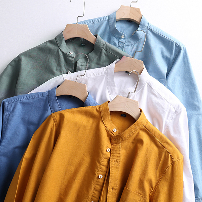 2026 Spring and Autumn New Men's Shirt, All-Cotton Oxford Fabric, Wrinkle-Resistant, Casual Stand Collar, Long Sleeve Shirt, Men's One-Piece Dropshipping 2026 Spring and Autumn New Men's Shirt, All-Cotton Oxford Fabric, Wrinkle-Resistant, Casual Stand Collar, Long Sleeve Shirt, Men's One-Piece Dropshipping