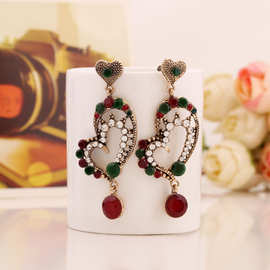 夸张大气欧美款心形树脂耳钉耳坠女款合金饰品耳饰