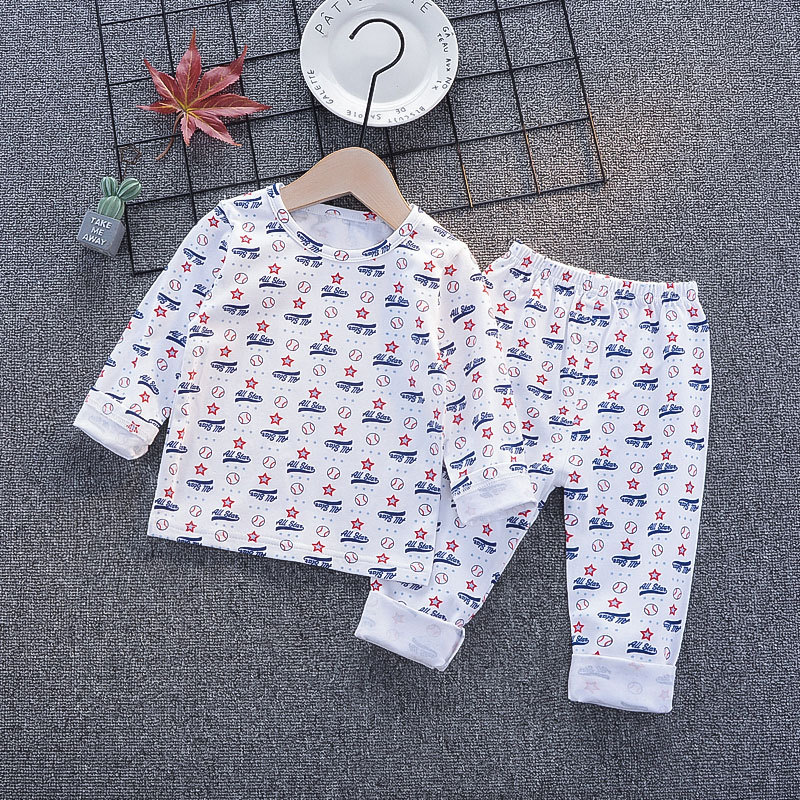Traje de ropa interior de algodón de lycra para niños 1-3 años 4 primavera y verano Mujer infantil de manga larga homewear pijamas para niños