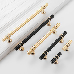 Modern minimalist Nordic wardrobe door golden copper drawer handle black extended American aluminum alloy cabinet handle