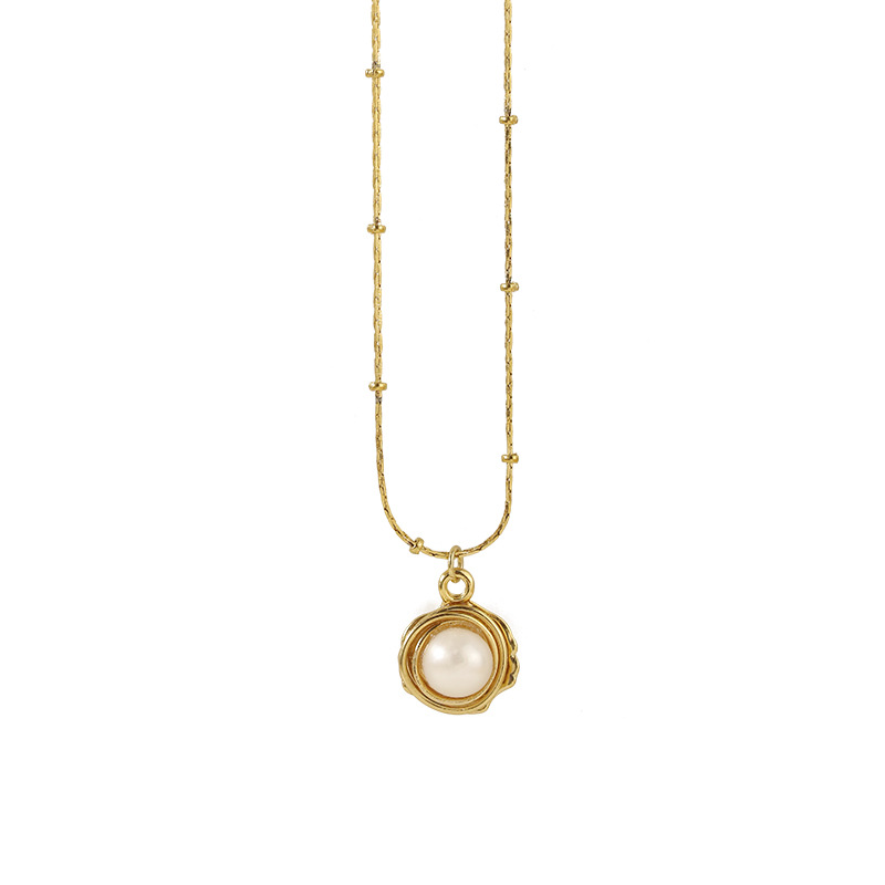 Collar con colgante de concha de perla natural irregular europea y americana, joyería minimalista vintage barroca de cobre chapado en oro, versátil image 7