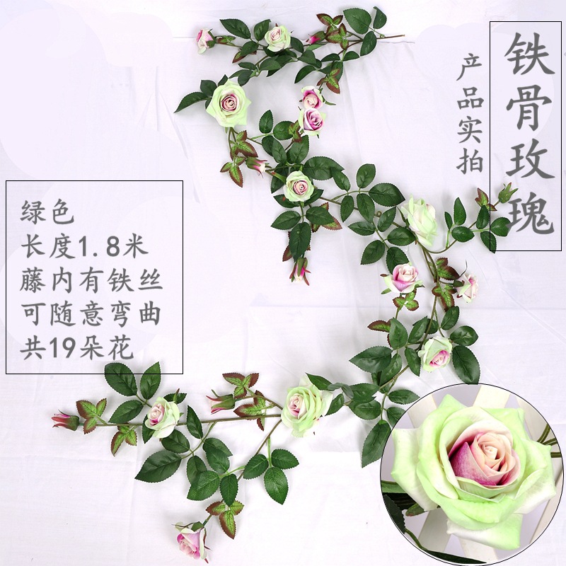 Enredadera de rosas artificiales con 45 cabezas - Decoraciones florales artificiales para bodas, enredaderas de flores de seda y vegetación sintética