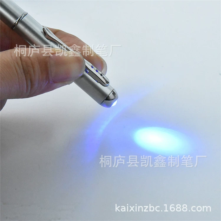 Пишущая ручка с невидимым ультрафиолетовым чернилом Kaixin, шариковая 0,7 мм, светодиодная UV-лампа серебристая – детектор banknote