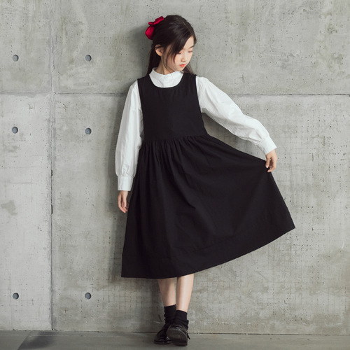 Girls Dress Spring  New Medium and Large Children's Cotton Parent-Child Wear White Shirt Sleeveless Vest Skirt Two-piece Set