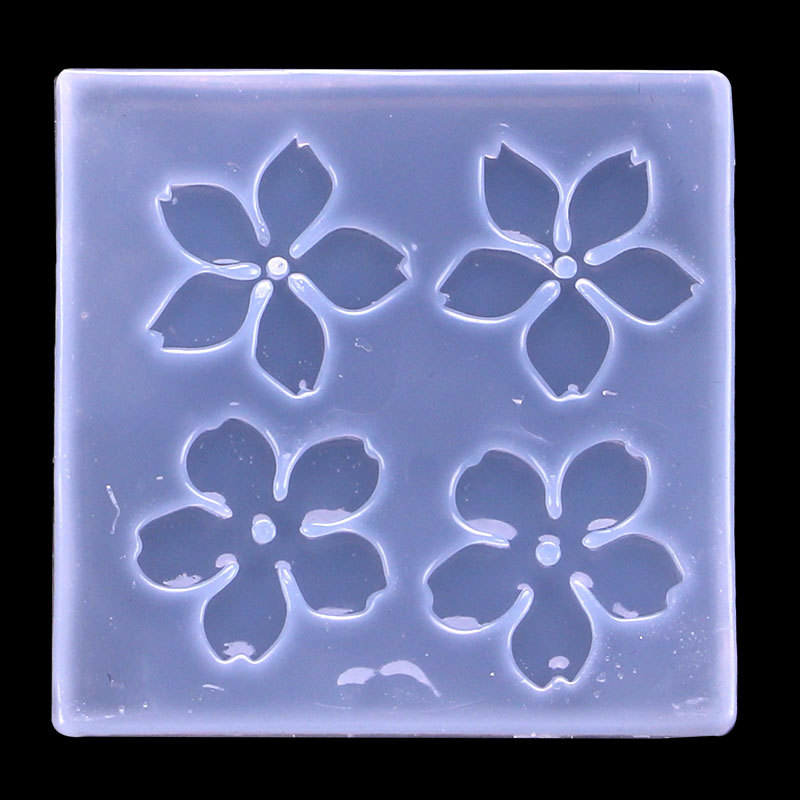 DIY cristal epoxi UV pegamento espejo hecho a mano flor de cerezo Rosa trébol llavero pendientes accesorios joyería molde