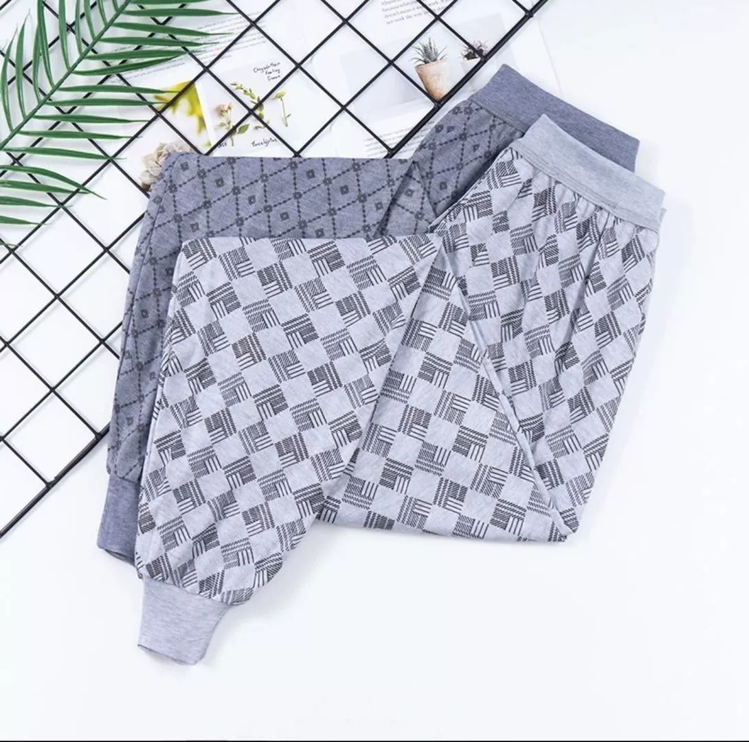 Мужские штаны Long Johns среднего и пожилого возраста, цельные штаны с высокой талией, свободные трусы, распродажа, весенне-Осенние Теплые пижамные штаны