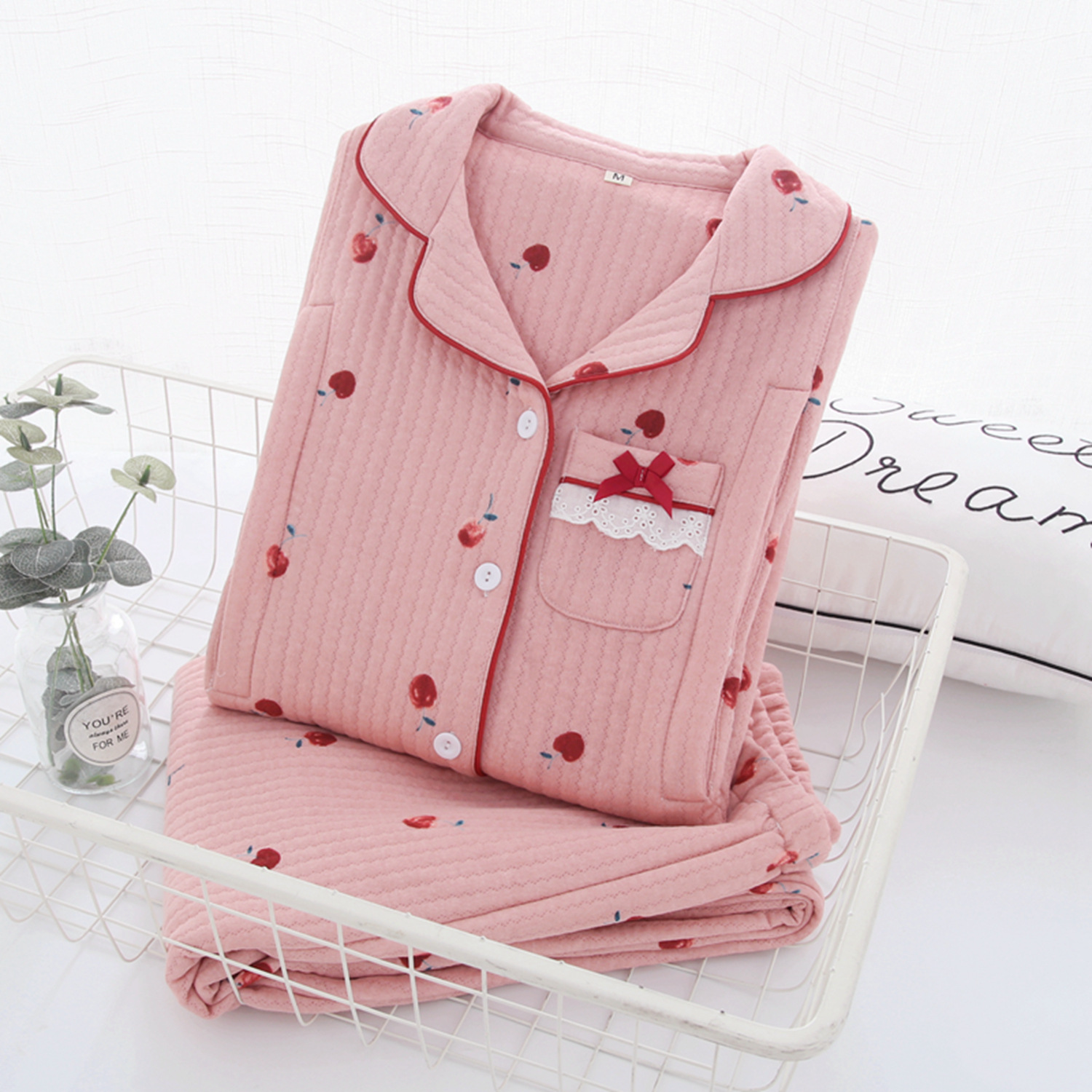 K 싱글 체리 문 세트 핑크