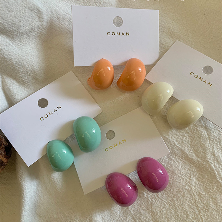 Korean ins Style 925 Silver Needle Vintage Acrylic Color Simple Personality Earrings Fashion Bright Color Exaggerated Earrings