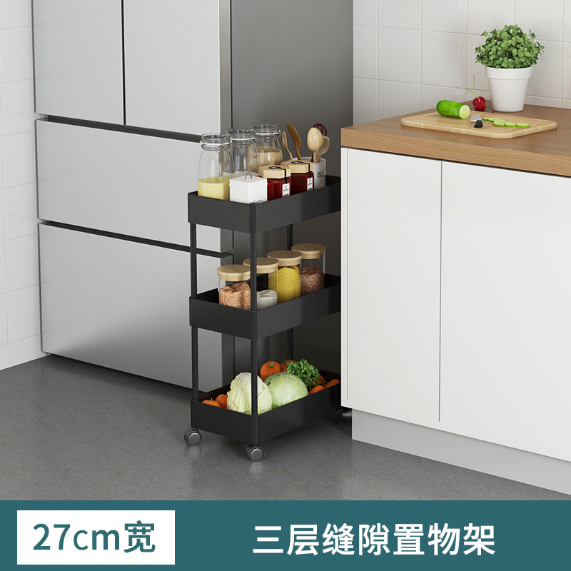 Estante de almacenamiento de espacio estrecho de cocina estante de artículos diversos del piso del baño refrigerador organizador de la esquina Carro de almacenamiento de múltiples capas